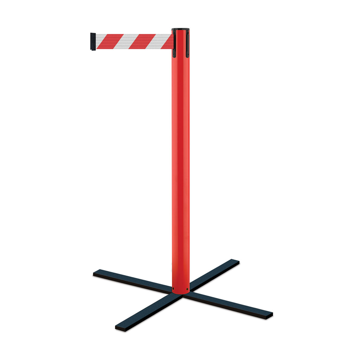 Tensabarrier® Stowaway Portable Safety Barrier Single Post (Bag Not Included) - Cast Iron Feet That Fold Flat Making it Easy To Store When Not in Use