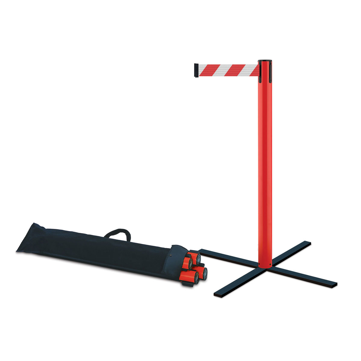 Tensabarrier® Stowaway Portable Safety Barrier KIT - Includes Four Folding Stanchions With A Carry Bag - Also Available As Single Posts