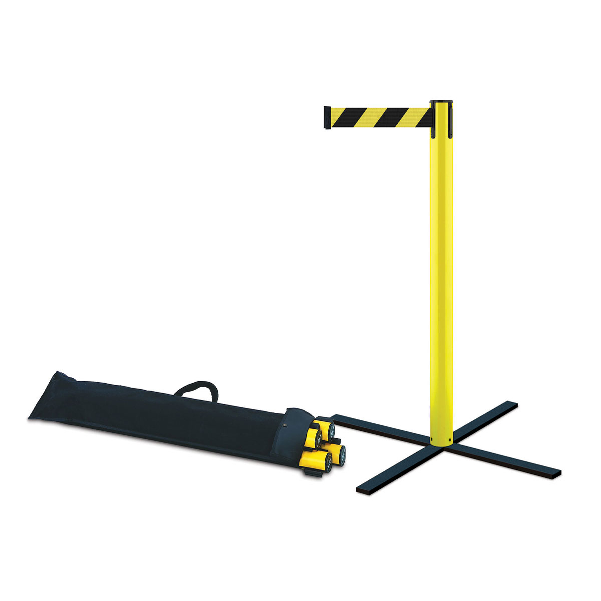 Tensabarrier® Stowaway Portable Safety Barrier KIT Is Available in Two High-Visibility Colours - Red And Yellow