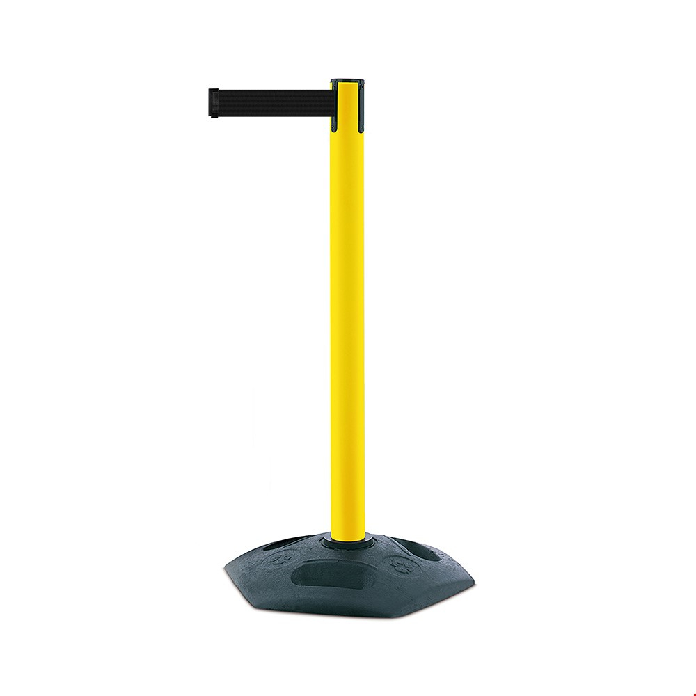 Tensator® Facility Belt Barrier System With Yellow Post And Black Webbing