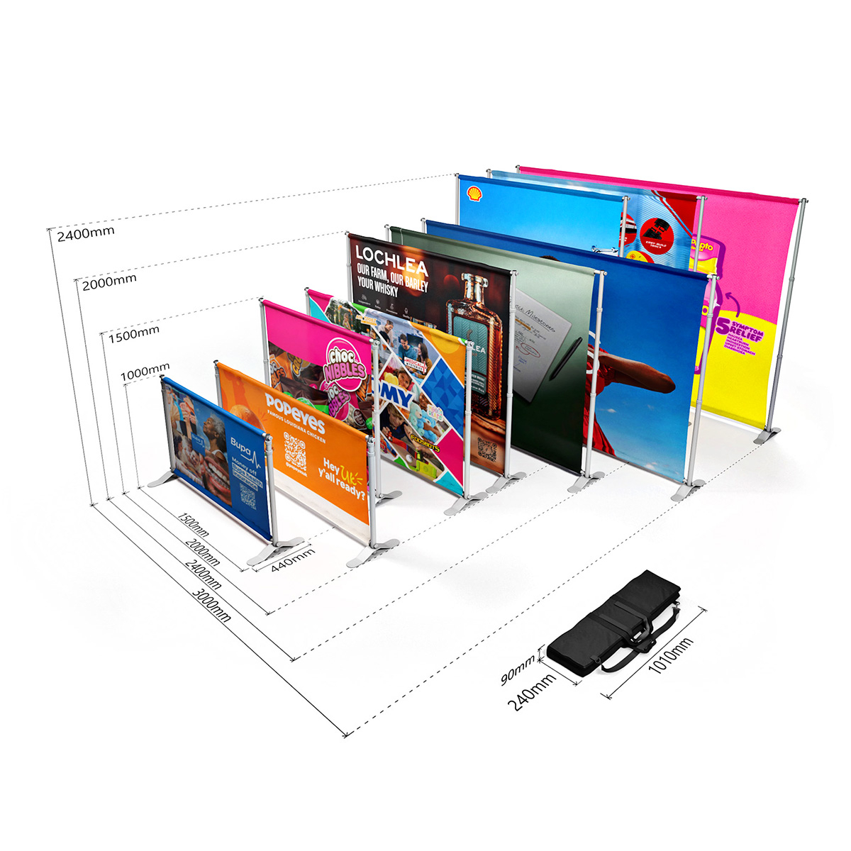 Dimensions of Tension Fabric Banner Stand Backdrops