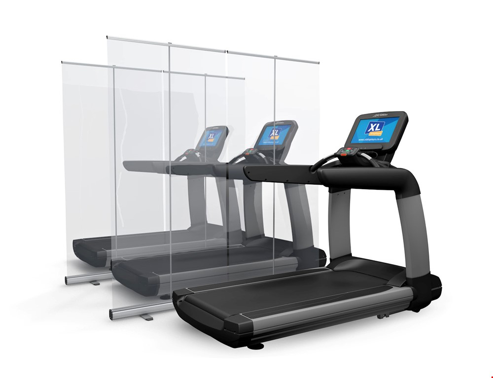 Transparent Protective Screen Roller Banner For Gyms To Divide Running Machines And Gym Equipment To Allow Safe Use