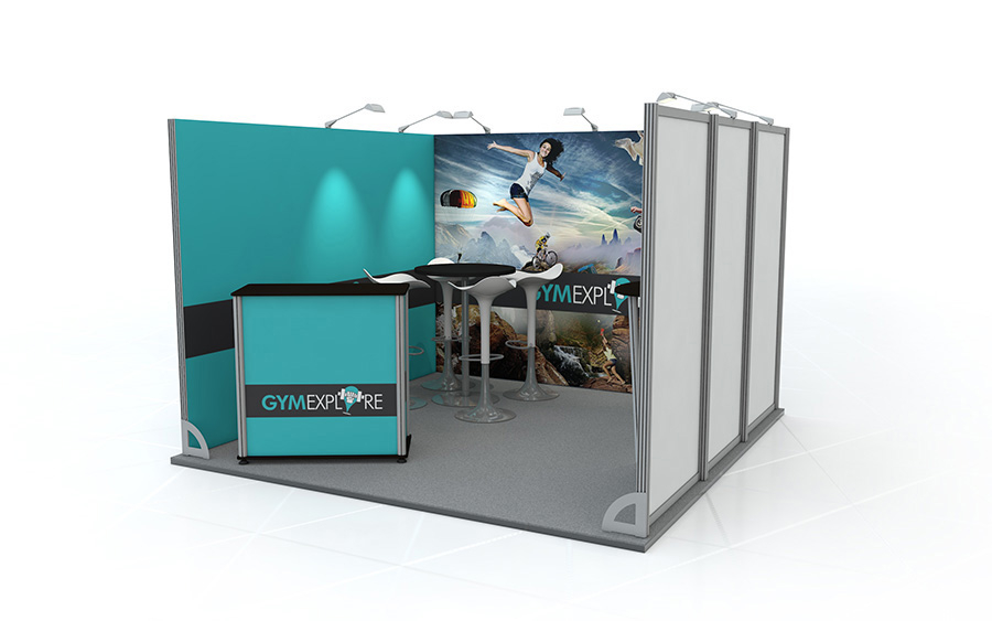 Custom Linear Exhibition Stand 3m x 3m With Linear Counter