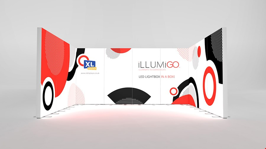 iLLUMiGO™ 3x4 LED Fabric Exhibition Stand Includes 10 Singular LED Banners 