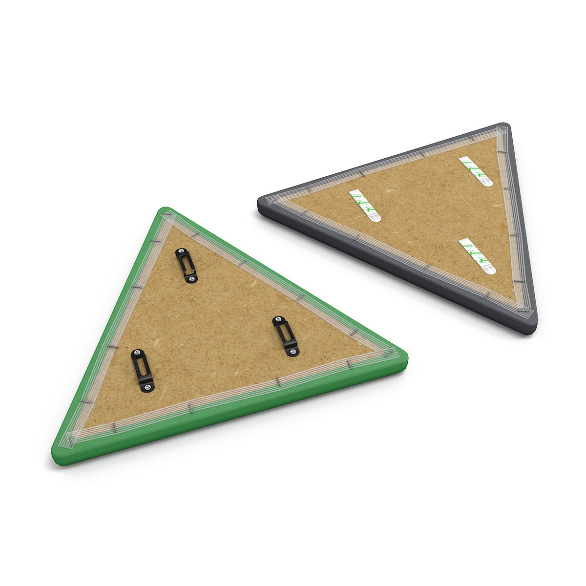 VIRAGE™ Triangular Acoustic Panels Have Two Easy-Fix Options - Keyhole Brackets or 3M Command Velcro Strips
