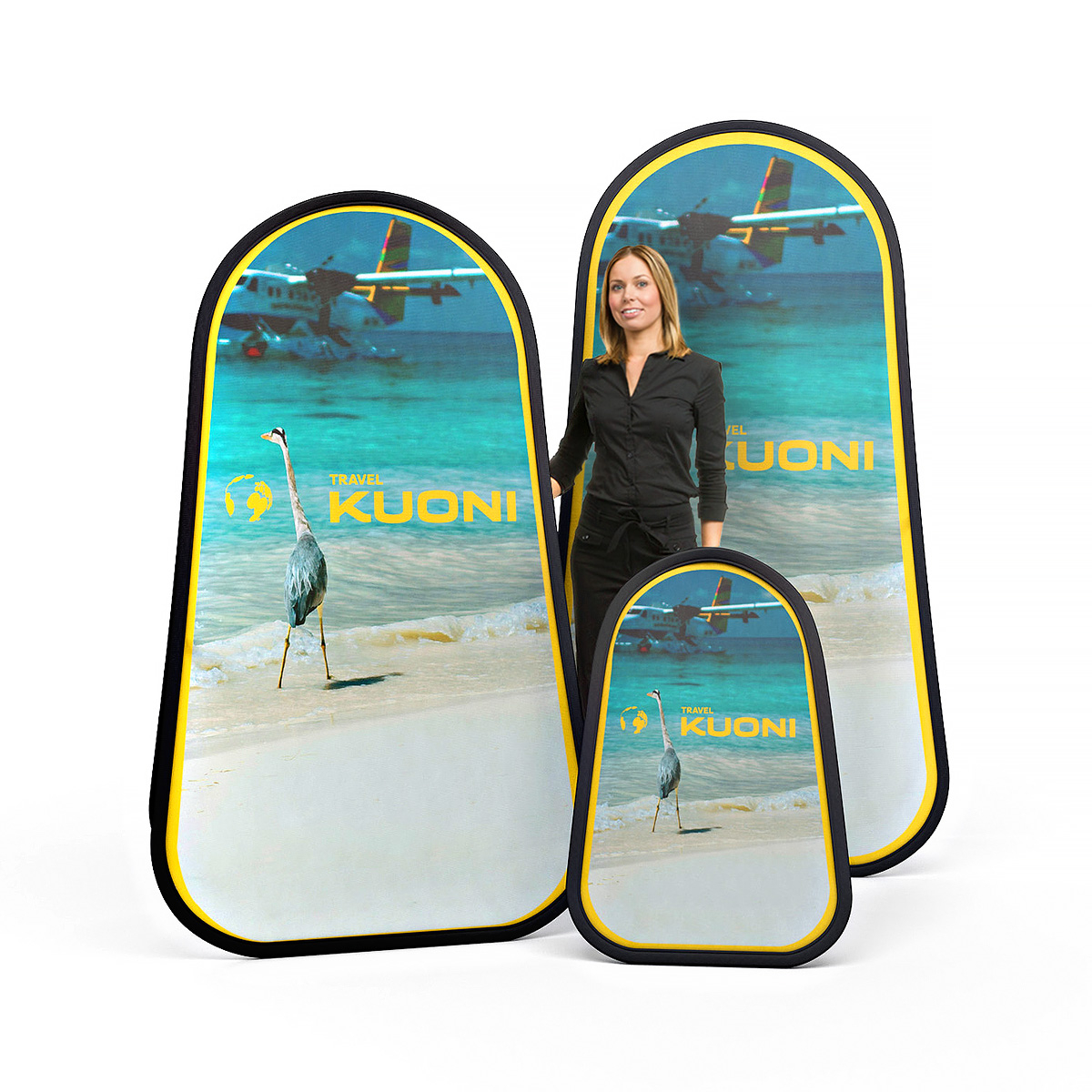 Double Sided Vertical Spring Up Banner Unfolds Instantly For Setup in Seconds