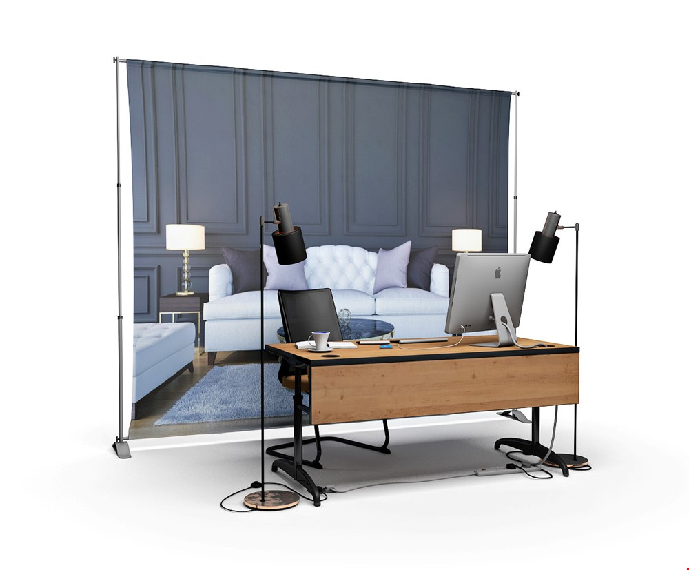 Video Conference Call Meeting Printed Backdrop 3000mm (w) Lounge Design
