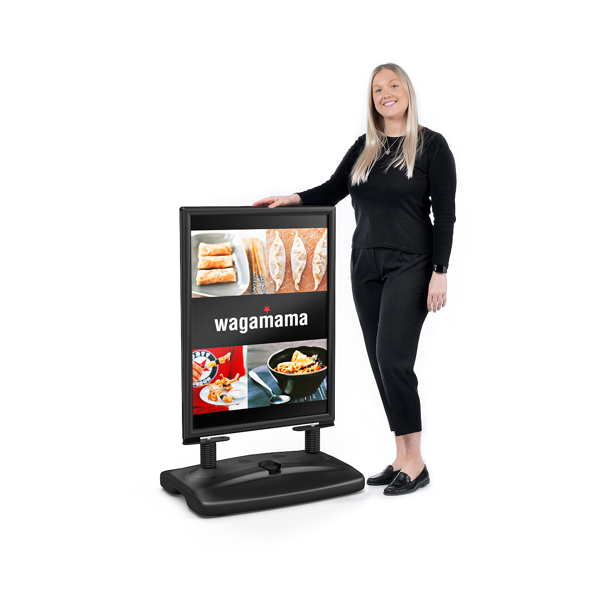 WINDSTORM® PRO Black Outdoor Pavement Sign Size A1 With Poster Prints