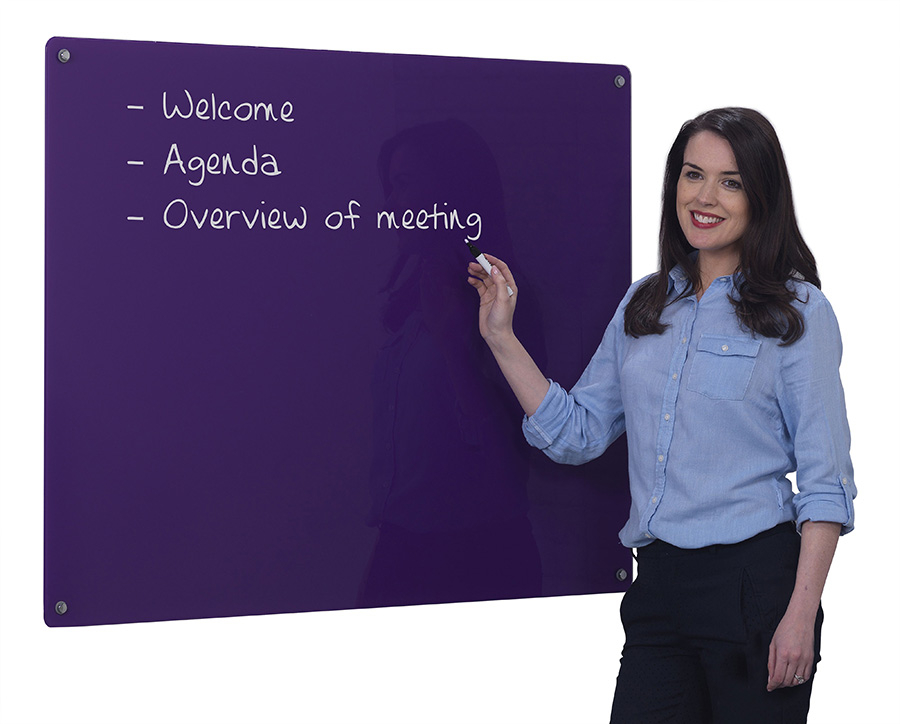 Magnetic Glass Whiteboard in Purple