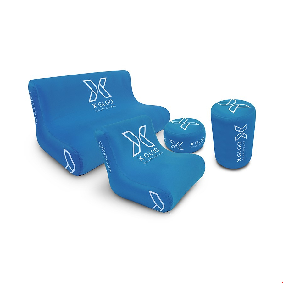 Complete X-GLOO Branded Inflatable Furniture Range Includes Sofa, Chair, Seat & Stool