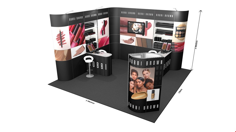 XL Displays Integra Exhibition Stand For Hire 5m x 5m Corner Display With TV - Comes With Install And Dismantle From Exhibition Stand Builders