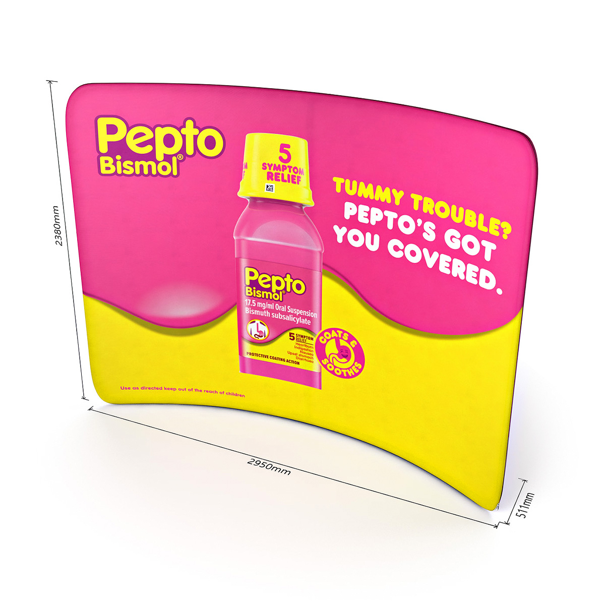 XL FABRIWALL® Curve Stretch Fabric Display Stand Exhibition Backdrop Banner 3m Wide Size Dimensions.