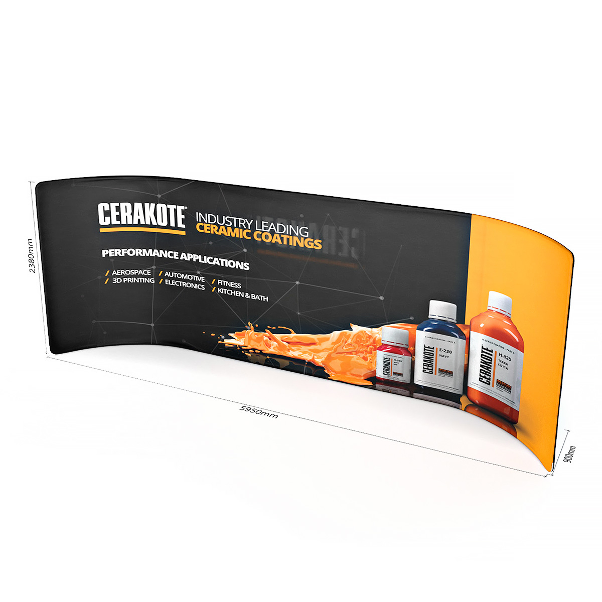 Xl FABRIWALL® 6m CURVE Tension Fabric Display Stand Exhibition Backdrop Banner Wall Size Dimensions.