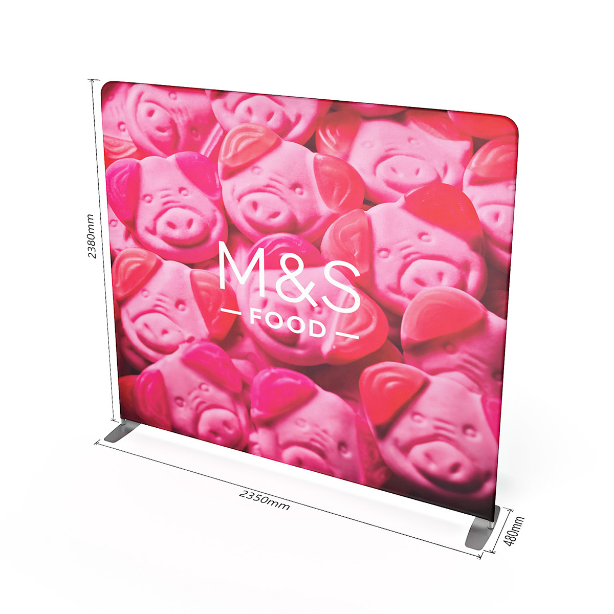 Stretch Fabric Display Stand Exhibition Backdrop 2400m Wide Straight Banner Size Dimensions - XL FABRIWALL®.