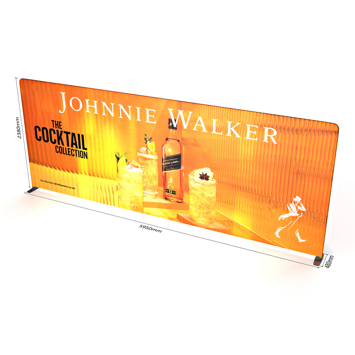Tension Fabric Display Stand Exhibition Backdrop 6000mm Wide Straight Banner Wall Size Dimensions - XL FABRIWALL®.