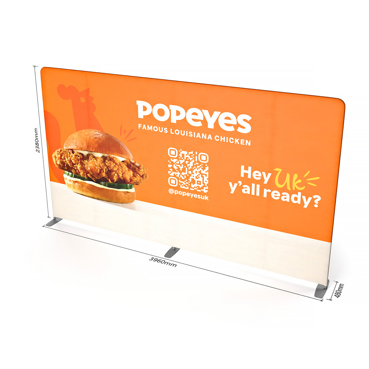 Tension Fabric Display Stand Exhibition Backdrop 4m Wide Straight Banner Wall Size Dimensions - XL FABRIWALL®.