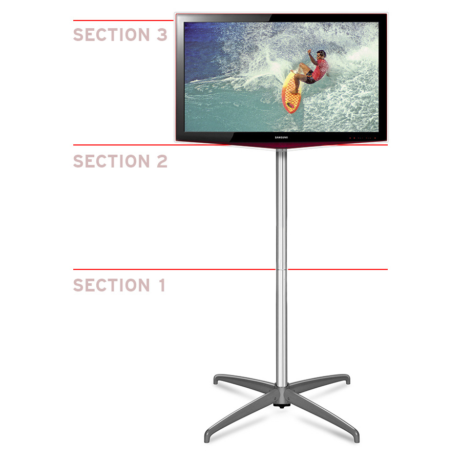 Free Standing TV Stand For Use With Pop Up Stands Triple Pole