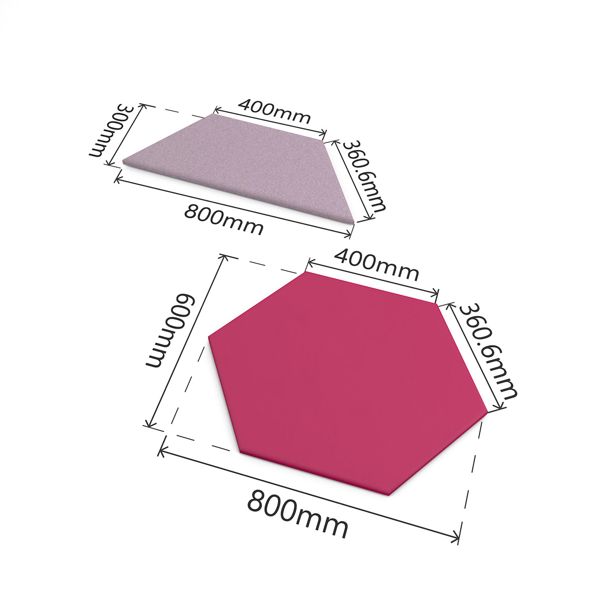 Dimensions of ZENARTRO™ Diamond Shape Acoustic Wall Panelling