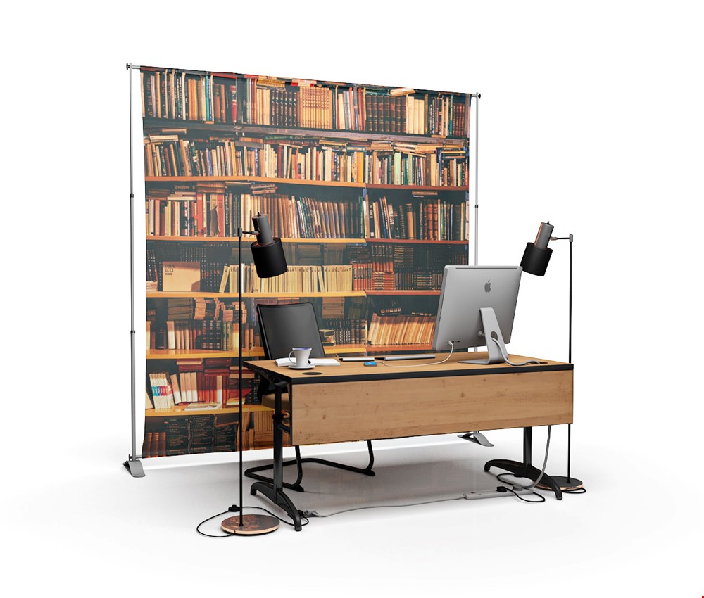 ZOOM Background Video Conference Call Meeting Printed Backdrop 2400mm (w) Bookcase Design