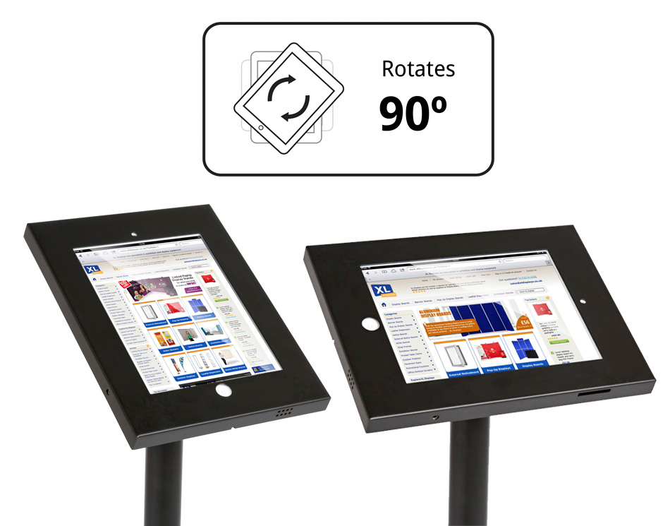 iPad Display Stands rotate 90º for Portrait or Landscape viewing