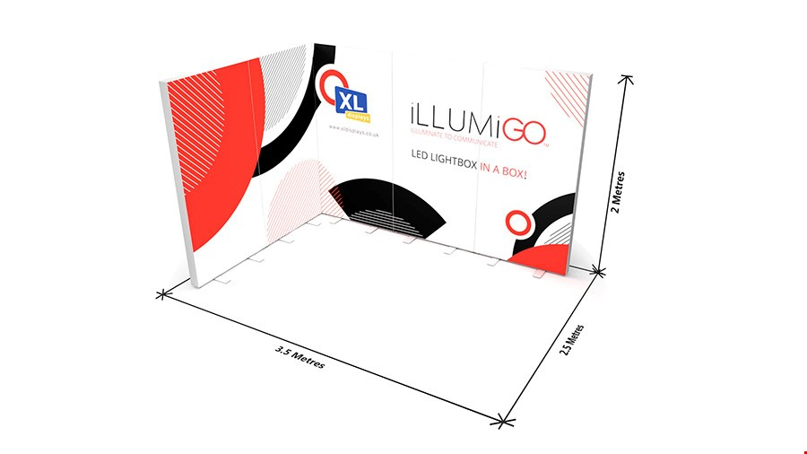 3x2 iLLUMiGO™ L-Shaped Lightbox Display Overall Dimensions
