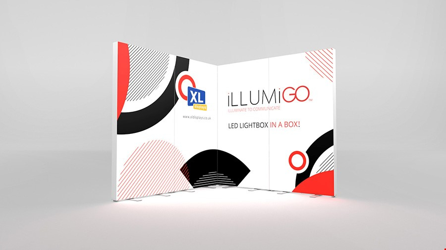 Illuminate Your Artwork With The iLLUMiGO™ 2m x 2m L-Shaped Lightbox Exhibition Stand