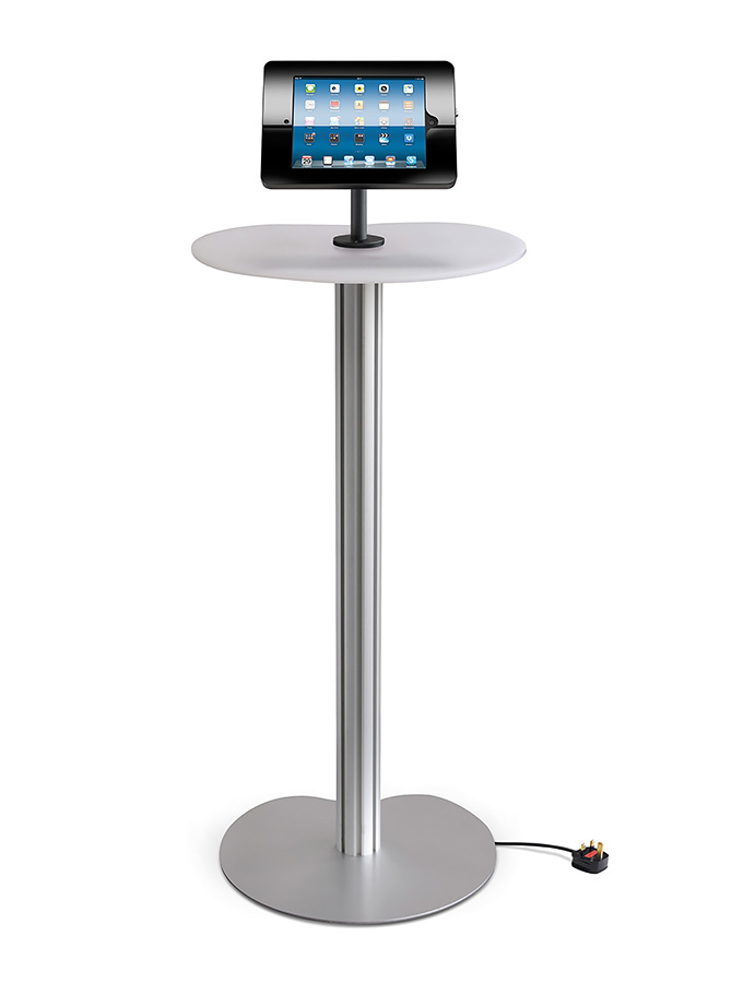 iPad Podium Stand with White Acrylic Table Top (Old Enclosure Design Pre May 2021)