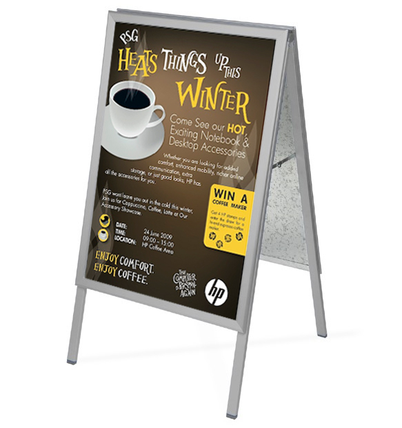 A Frame with Printed Posters for Outdoor Display