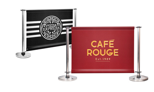 Café banner systems are perfect for creating outdoor eating areas in cafés, restaurants, bars and nightclubs.