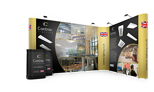 Pop up stands are skilfully linked through clever design to create attention-grabbing, customised exhibition stands. Linked pop ups are a great medium for improving your brand awareness with large areas available to display your marketing message. The linked pop up is an excellent choice for first time and experienced exhibitors alike. 