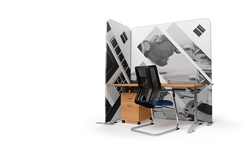 Wide range of office dividers and partition screens for busy working environments to help enforce social distancing. 