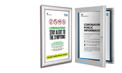 Poster frames and poster holders for displaying important information. Range of styles including free-standing, pole or post mounted and wall-mounted. 