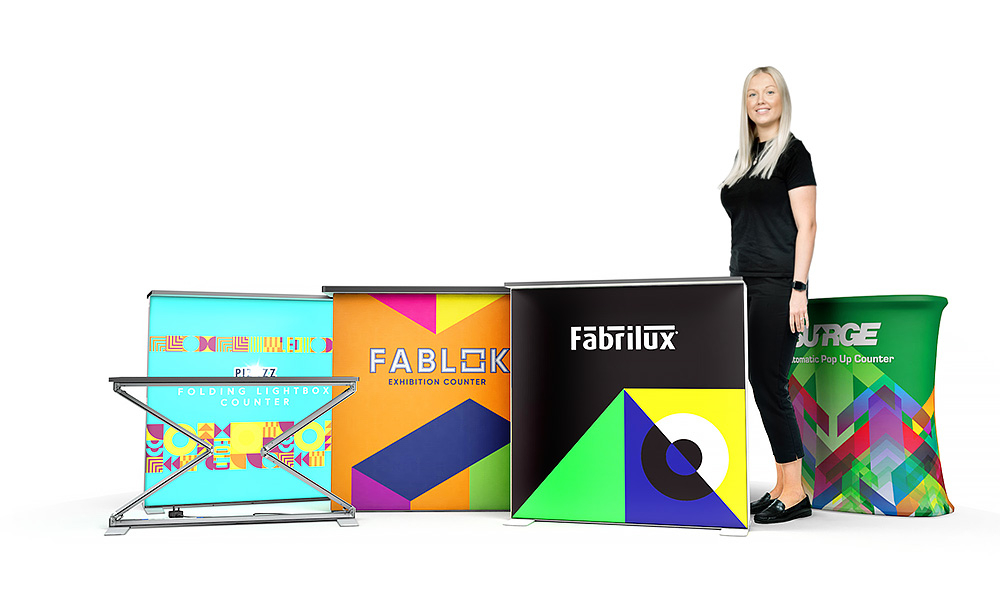 SEG Counters Are Portable Fabric-Covered Exhibition Counters Ideal for Marketing & Promotional Events, Retail and POS