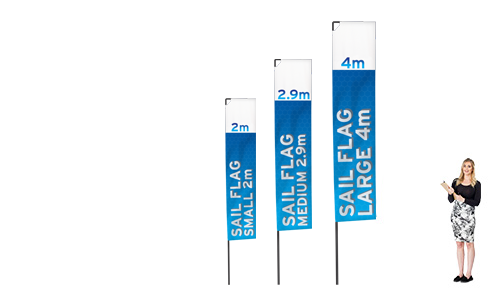 Available in 4 sizes, our rectangle flag banners are custom printed with your artwork and include a choice of bases at no extra cost.