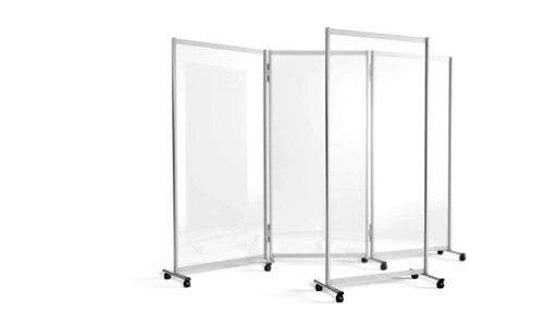 Wide range of Mobile Screens On Wheels with a choice of Perspex®, glass, acrylic, or fabric surface. Moveable partitions in a wide choice of sizes & styles. 