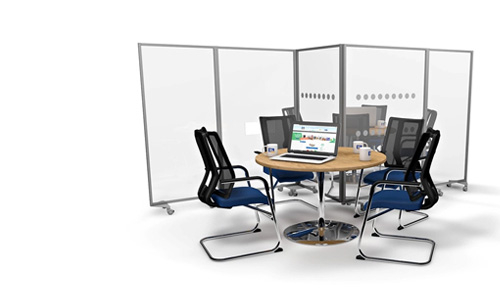 Office Screens and Partitions for safe office social Distancing. Perspex® desk screens, free standing partitions and sneeze screens from XL Displays UK