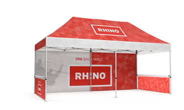 Outdoor event tents available in a wide range of sizes. Fully customisable and designed to create a large branded presence.