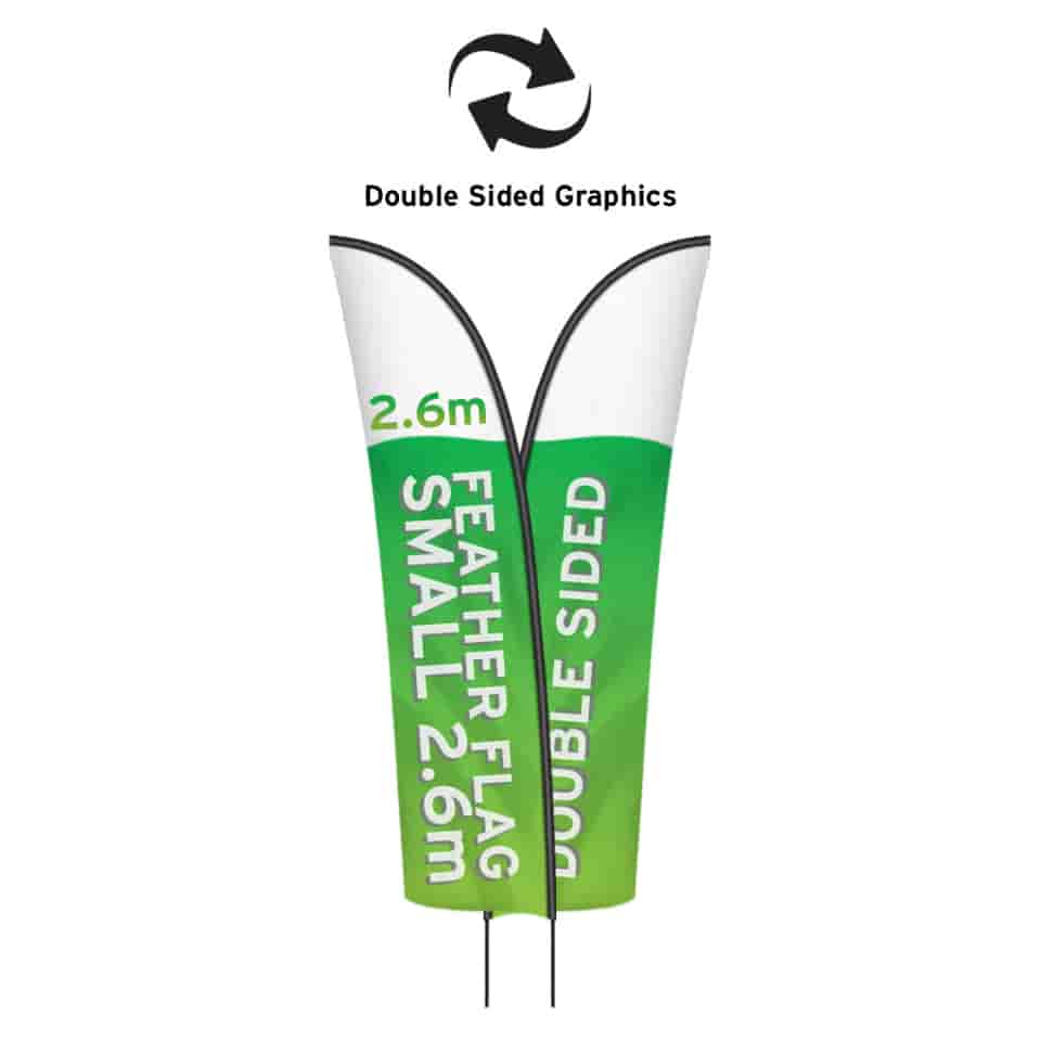Feather Promotional Flag Banner with Double Sided Graphics - No Show Through