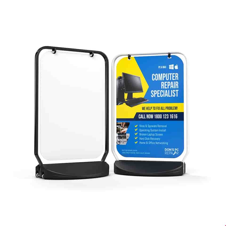 Swinger 4000 Panel Swing Pavement Swing Sign Vinyl With Black And White Frame