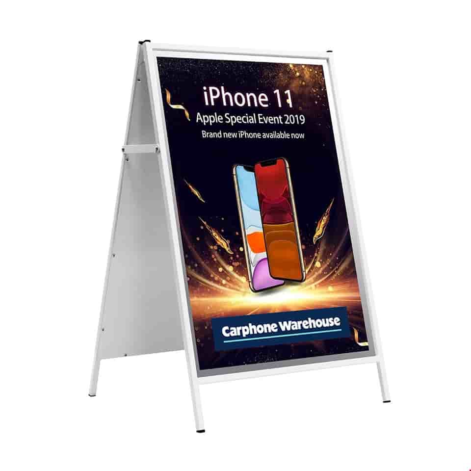 INFORMER Pavement Advertising Board A-Frame Sign With White Steel Frame