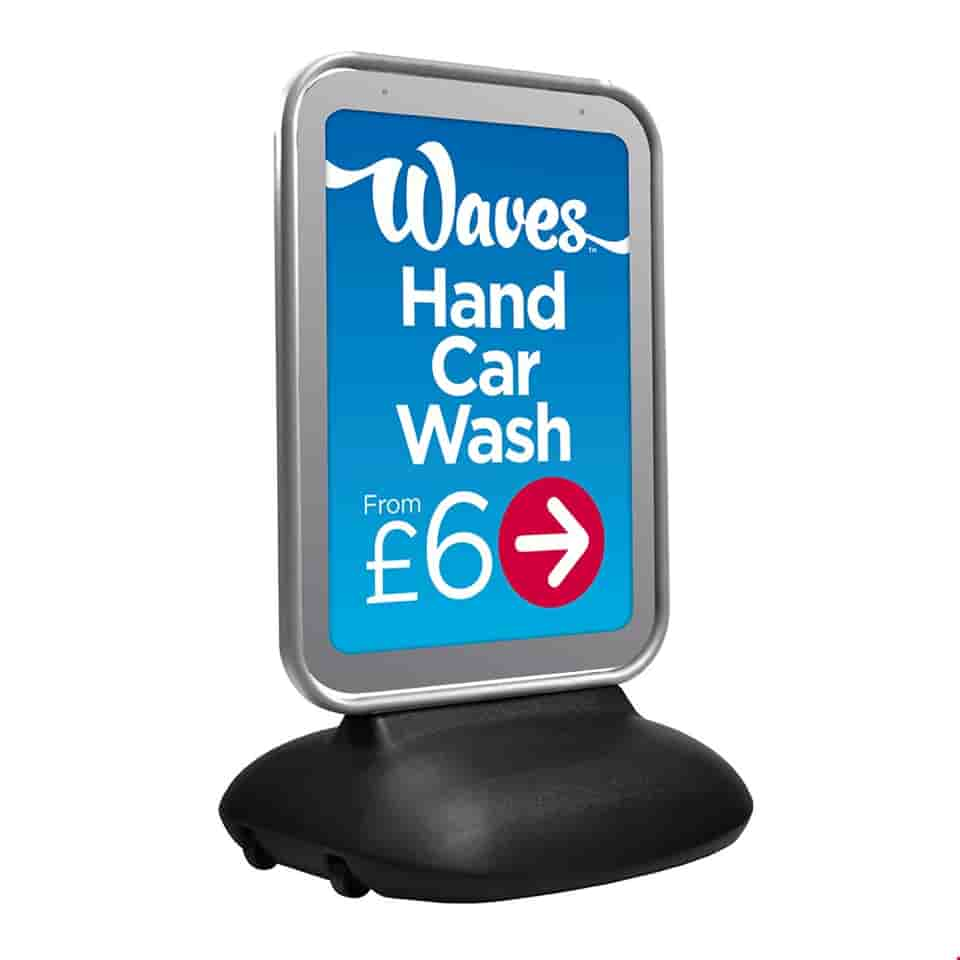 SENTINEL Large Forecourt Advertising Sign With Weatherproof Poster Cover & Water Base For Stability 