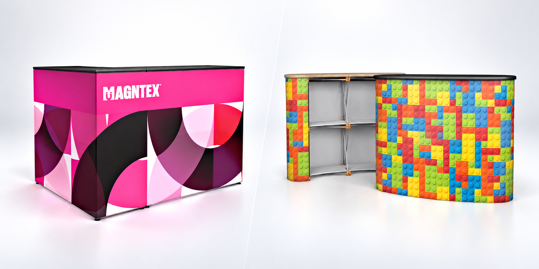 MAGNTEX modular exhibition counter compared with a Pop Up Counter