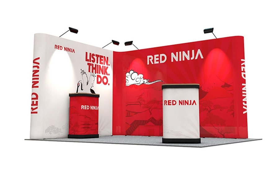 Exhibition Stand 3m x 4m LShaped Pop Up Display Linked Pop Up Stand