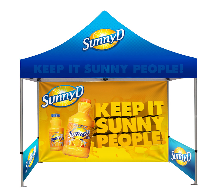 Branded Gazebo with Printed Back Wall and 2 Half Side Walls