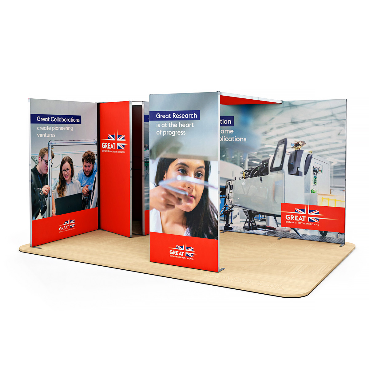 FABLOK Modular Exhibition Stand SEG Fabric Display With Cupboard And Arch 4x3