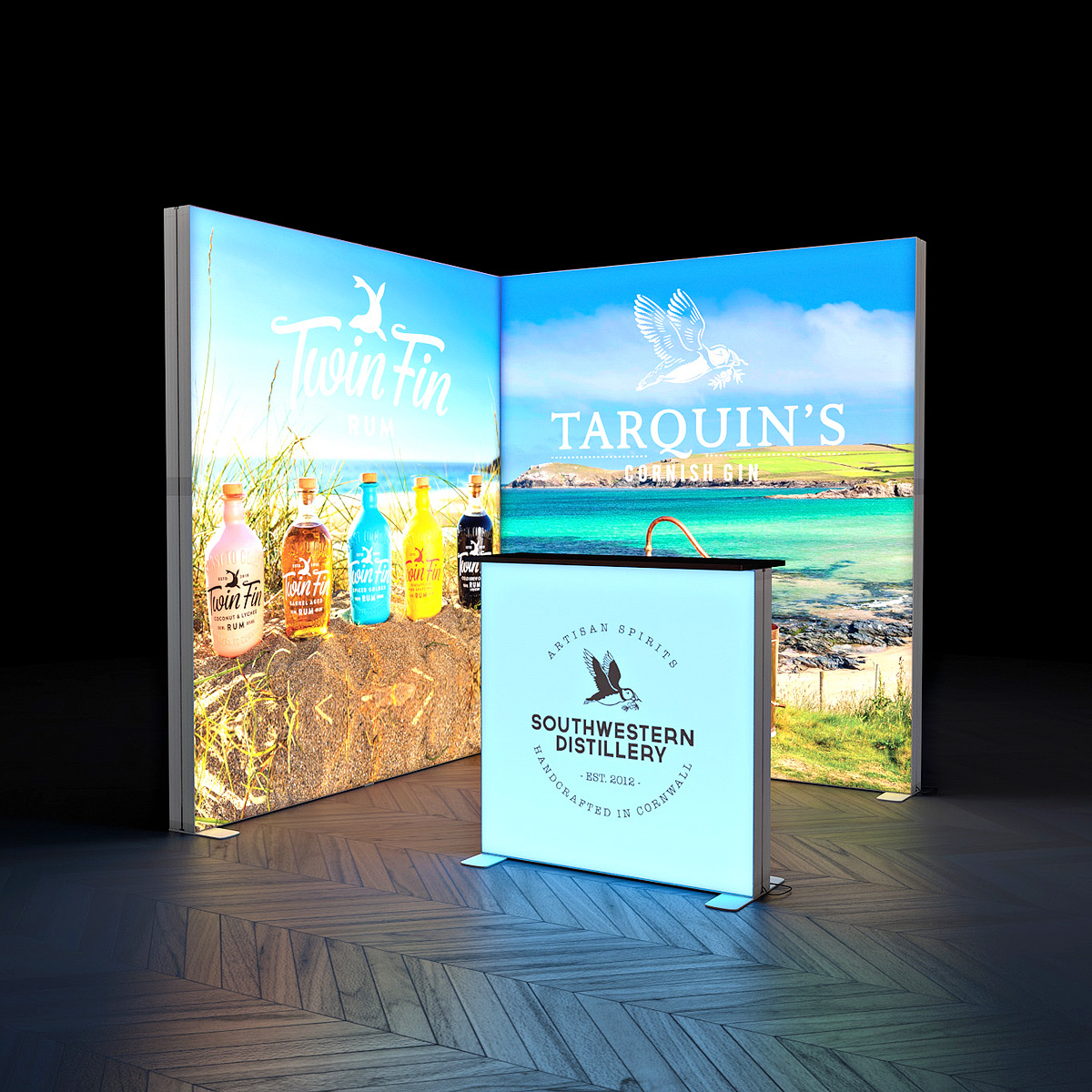 FABRILUX® 2x2 LED Lightboxes Backlit Corner Exhibition Stand Kit 6