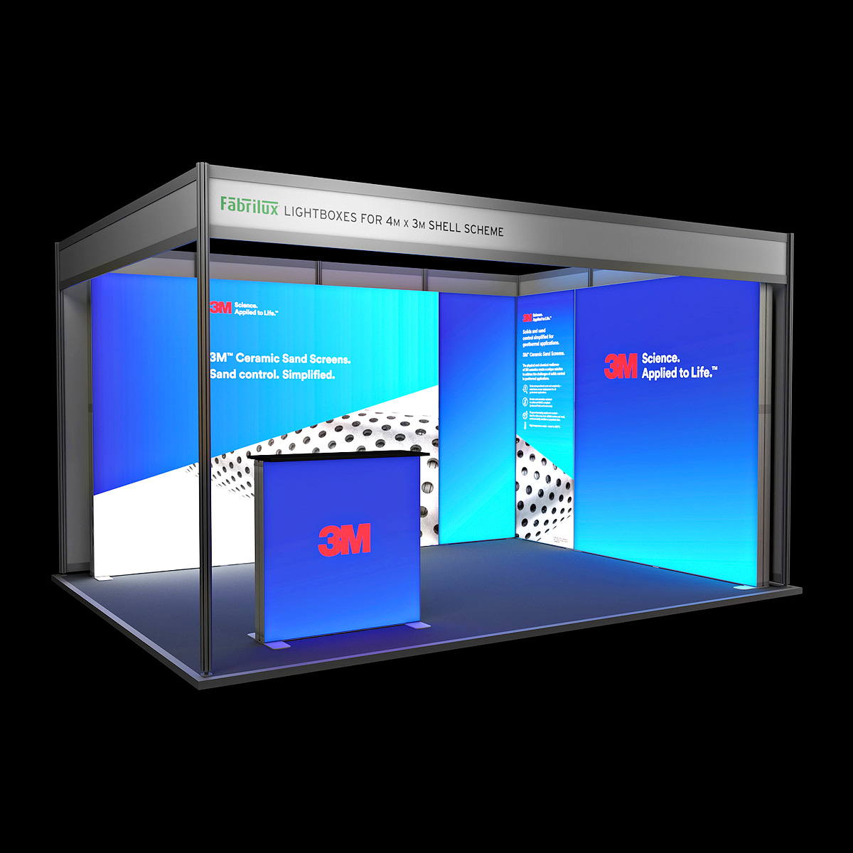 4m x 3m FABRILUX® LED Lightboxes Modular Exhibition Stand Shell Scheme
