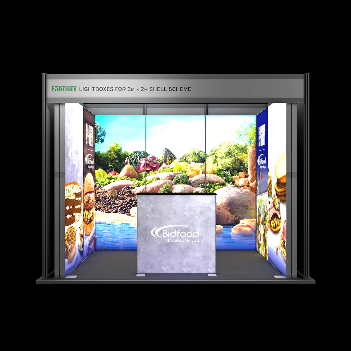 3m x 2m FABRILUX® LED Lightbox Exhibition Stand U-Shaped Shell Scheme