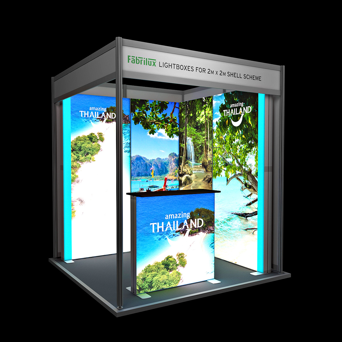 2m x 2m FABRILUX® LED Lightbox Modular Exhibition Stand Shell Scheme