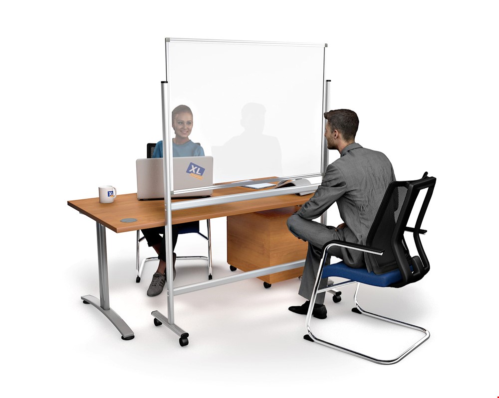 Mobile Anti Virus Perspex Meeting Divider Screen On Wheels